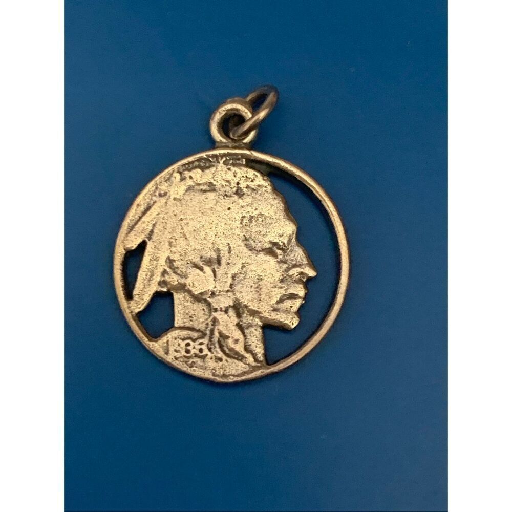 .925 Indian Head Sterling Silver Jewelry Charm #collectible